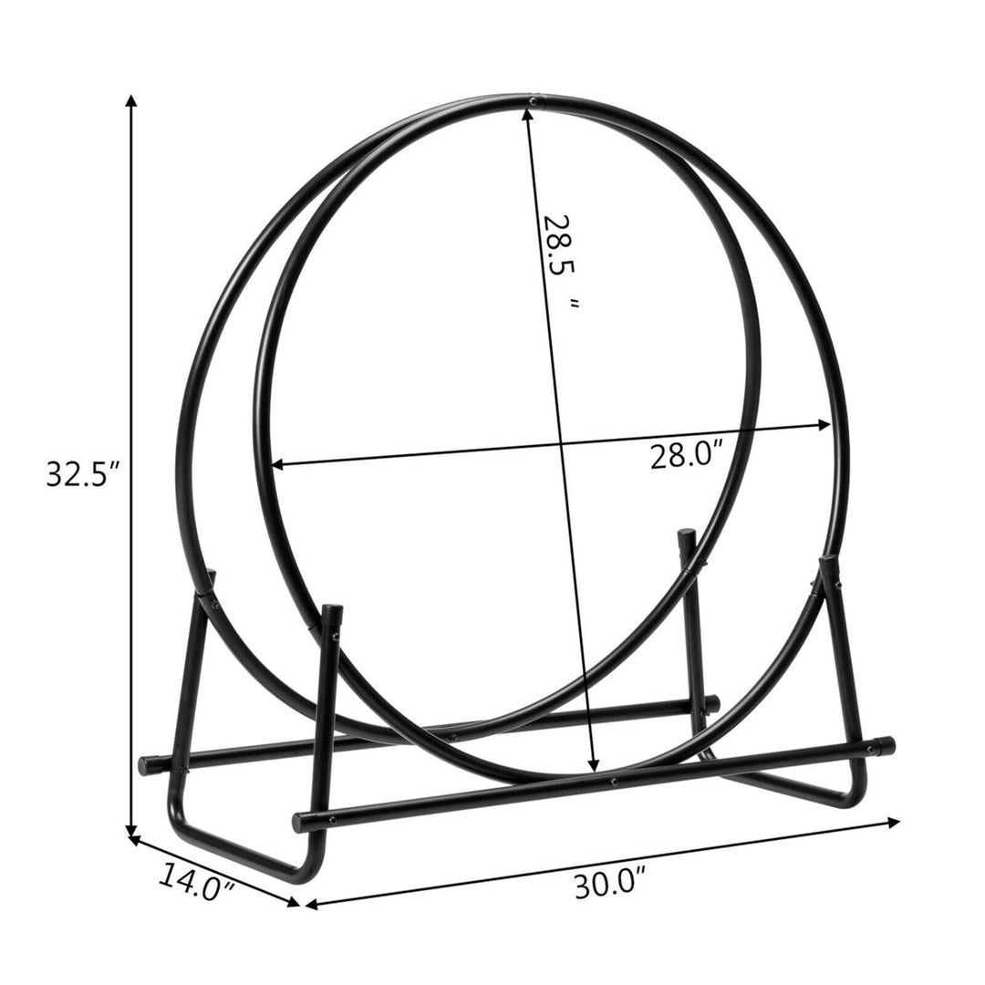 30 Tubular Steel Log Hoop Firewood Storage Rack Holder Round Display Image 2