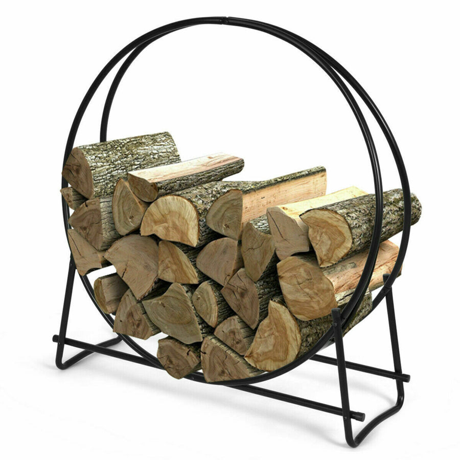 40 Steel Tubular Log Hoop Round Firewood Storage Holder Rack Image 1