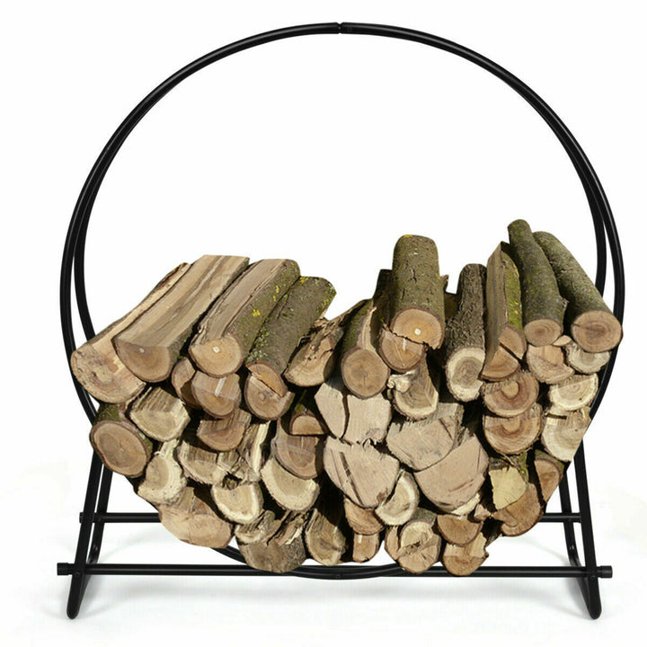 40 Steel Tubular Log Hoop Round Firewood Storage Holder Rack Image 3