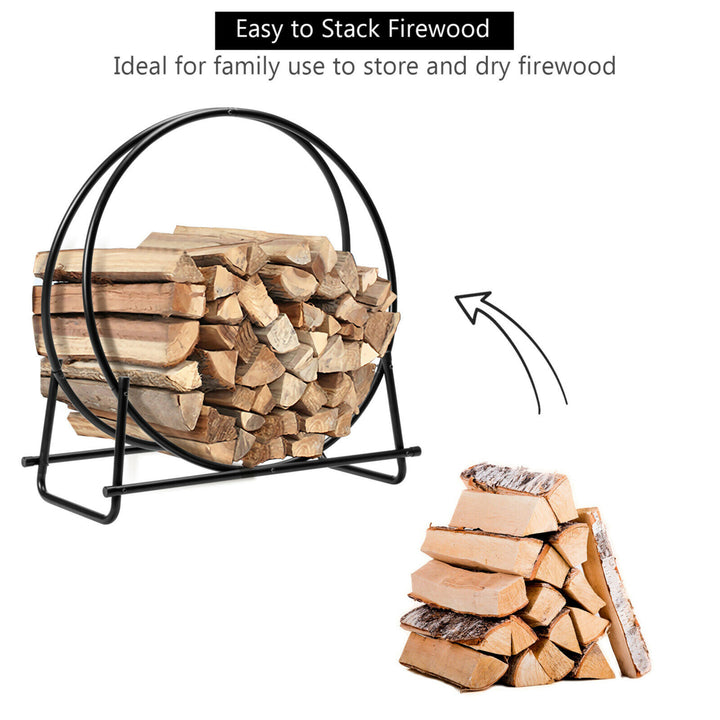 30 Tubular Steel Log Hoop Firewood Storage Rack Holder Round Display Image 6