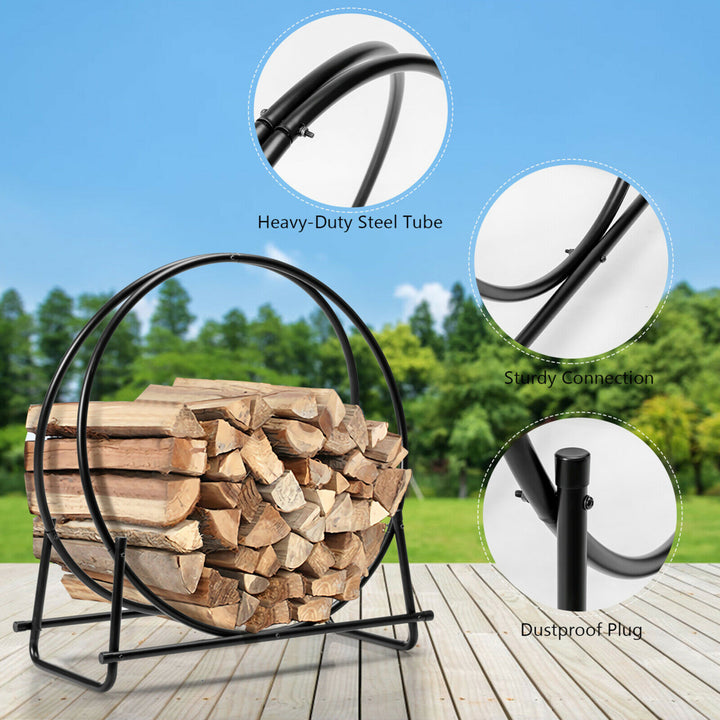 30 Tubular Steel Log Hoop Firewood Storage Rack Holder Round Display Image 8