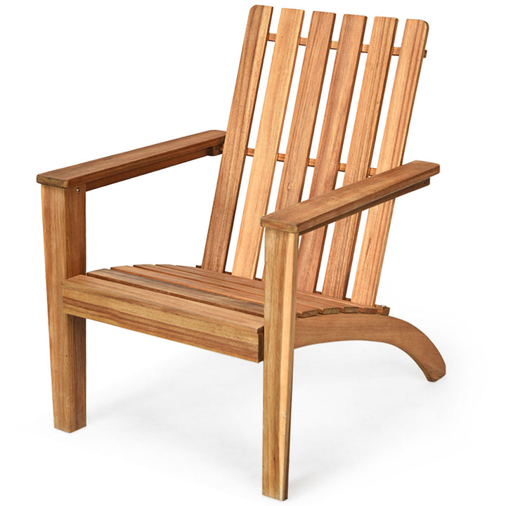 Outdoor Wooden Adirondack Chair Patio Lounge Chair w/ Armrest Natural Image 2