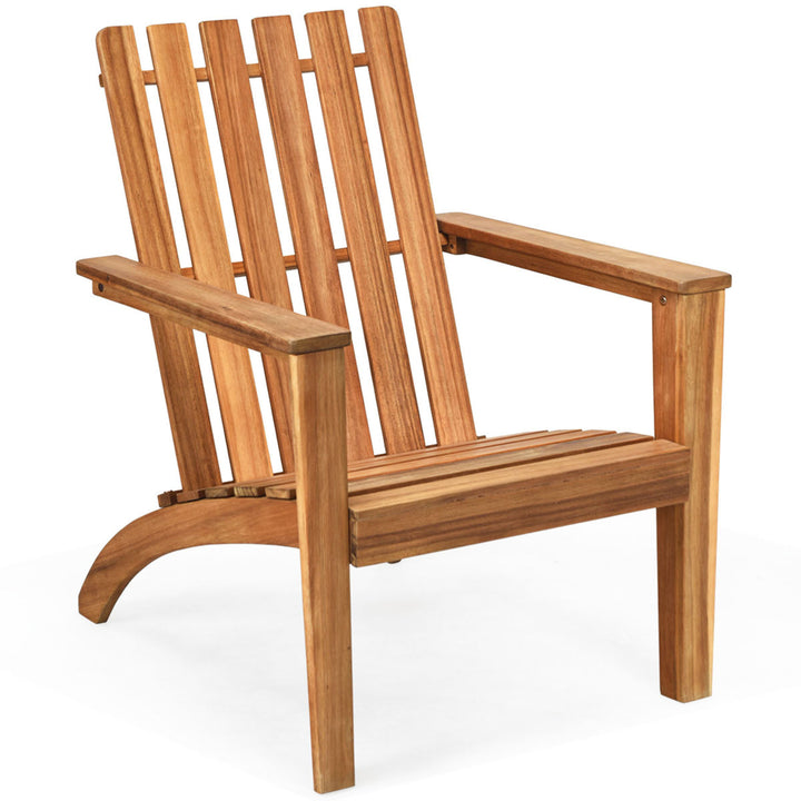 Outdoor Wooden Adirondack Chair Patio Lounge Chair w/ Armrest Natural Image 6