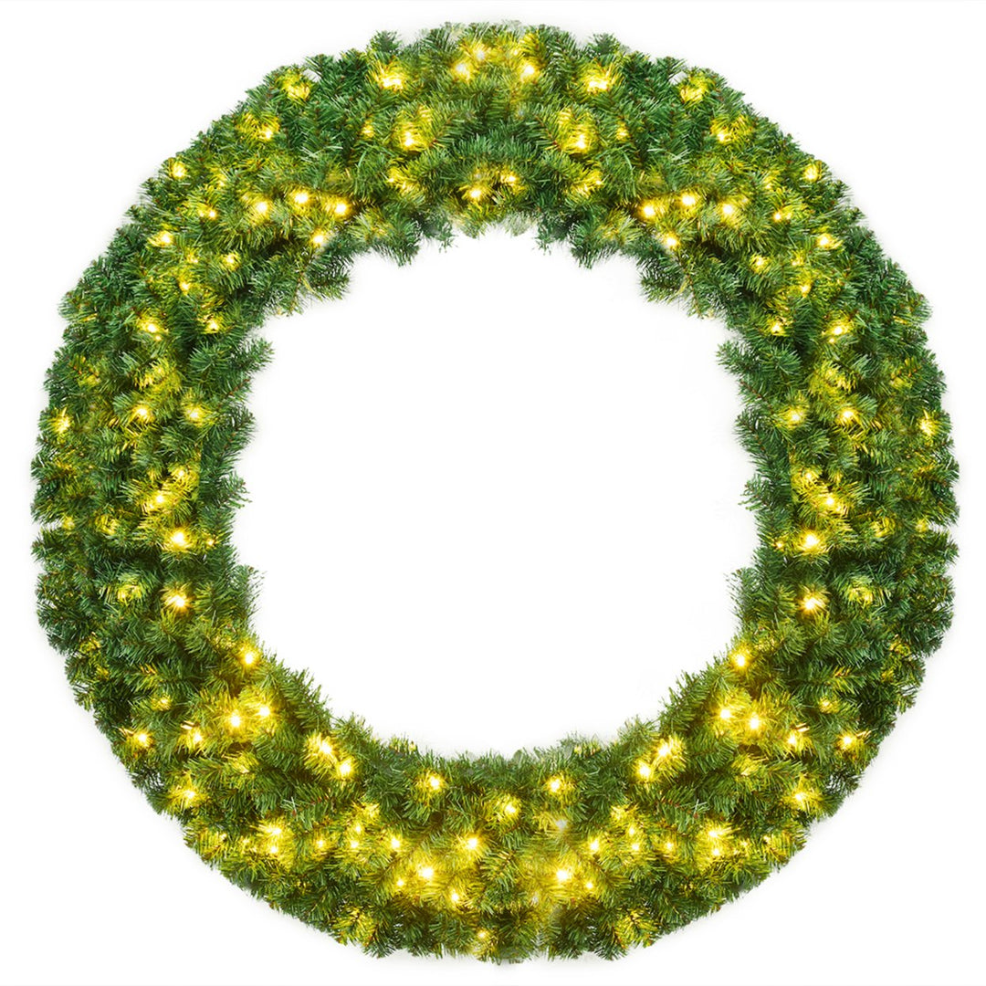 48 Pre-Lit Artificial Christmas Wreath Holiday Decoration w/ LED Lights Image 5