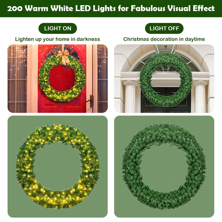 48 Pre-Lit Artificial Christmas Wreath Holiday Decoration w/ LED Lights Image 7