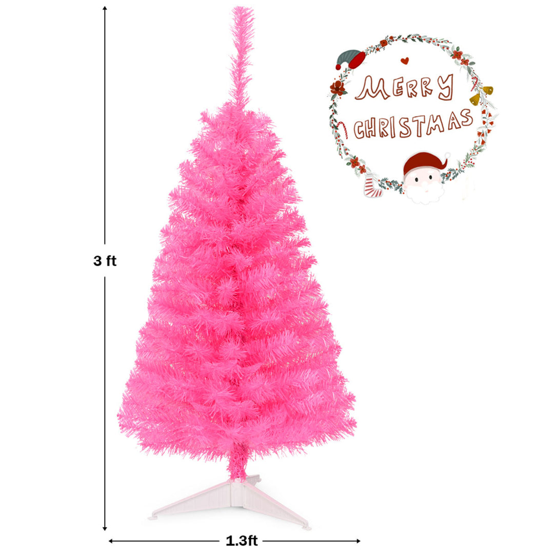 3FT Pink Artificial Christmas Tree Mini Xmas Pine Tree Holiday Decoration Image 2