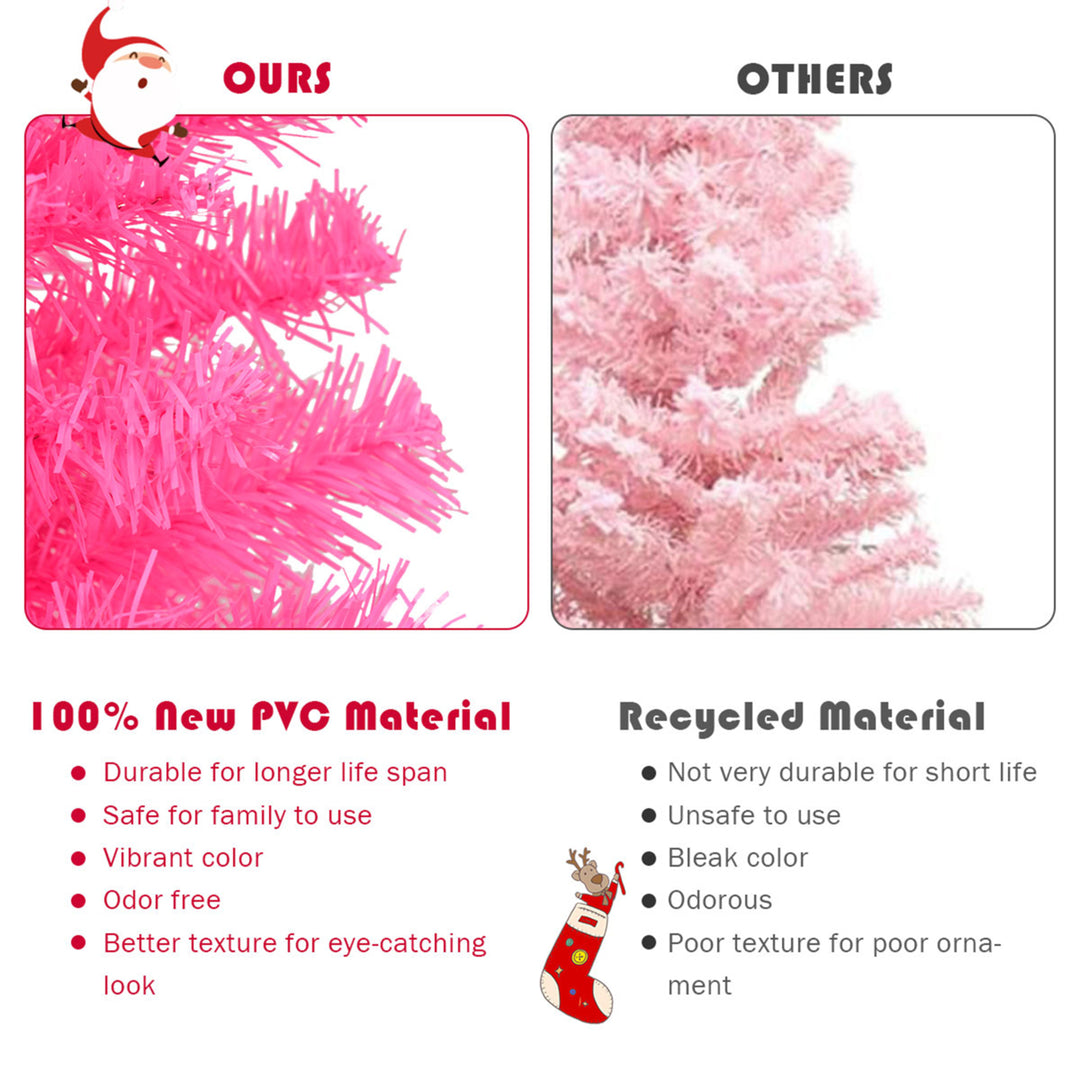 3FT Pink Artificial Christmas Tree Mini Xmas Pine Tree Holiday Decoration Image 9