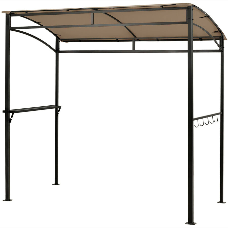 7x4.5 Grill Gazebo Outdoor Patio Garden BBQ Canopy Shelter Storage Hook Brown Image 1