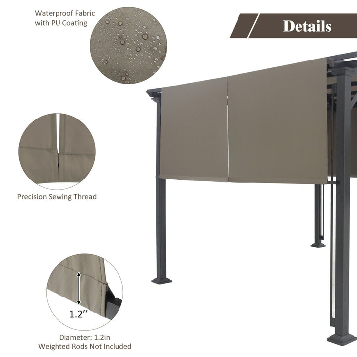 2PCS 16x4 Ft Universal Replacement Canopy for Pergola Structure Sun Awning Brown Image 10