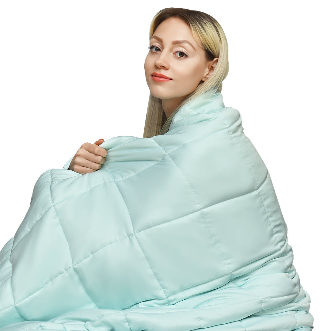 7-20 lbs Cooling Weighted Blanket Luxury Cooler Version Light Green Image 1