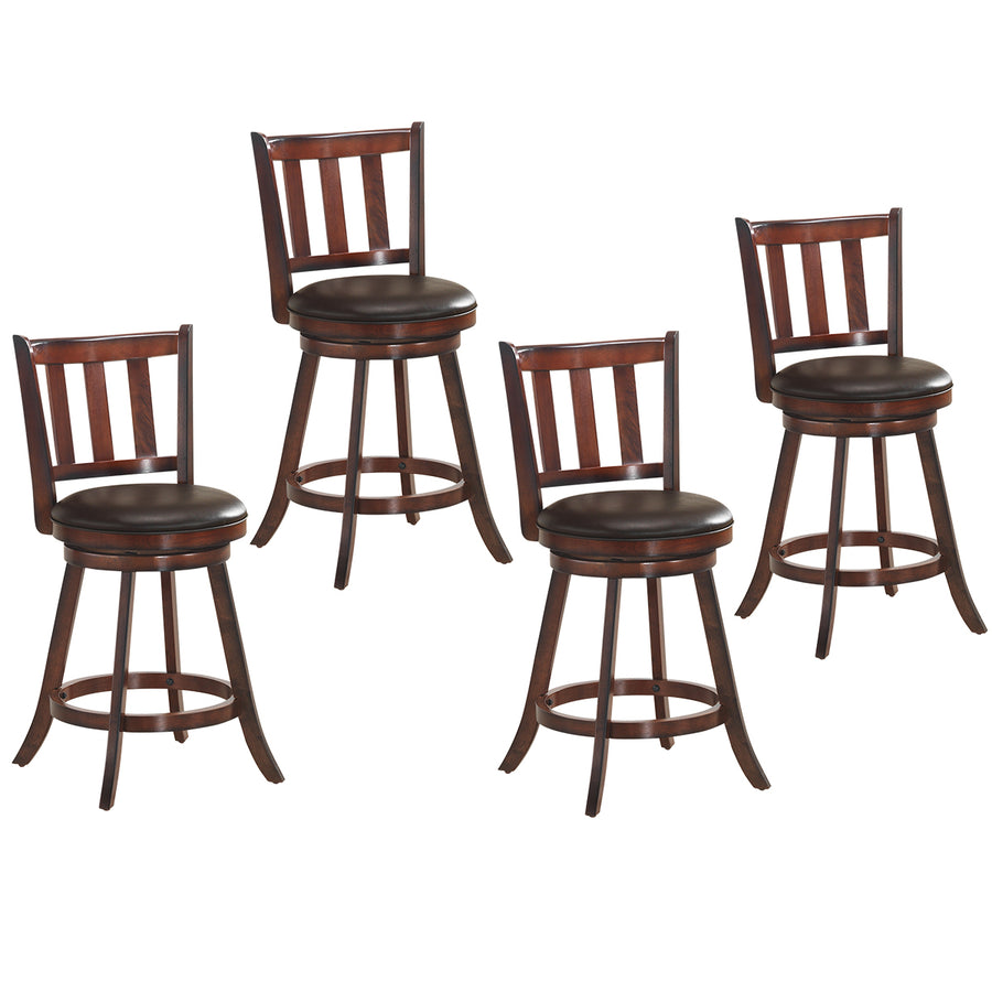 Set of 4 25 Swivel Bar stool Leather Padded Dining Kitchen Pub Bistro Chair Image 1