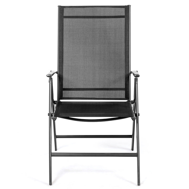 Patio Folding Chair Recliner Adjustable Black Image 9