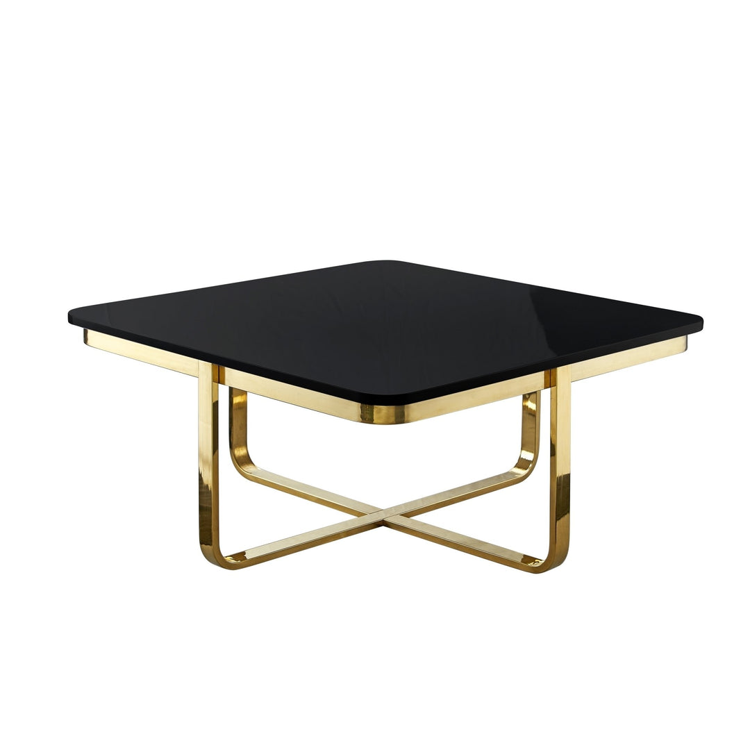 Oleena Coffee Table Modern High Gloss Lacquer 35.4" Stainless Steel Base X-Leg Image 10