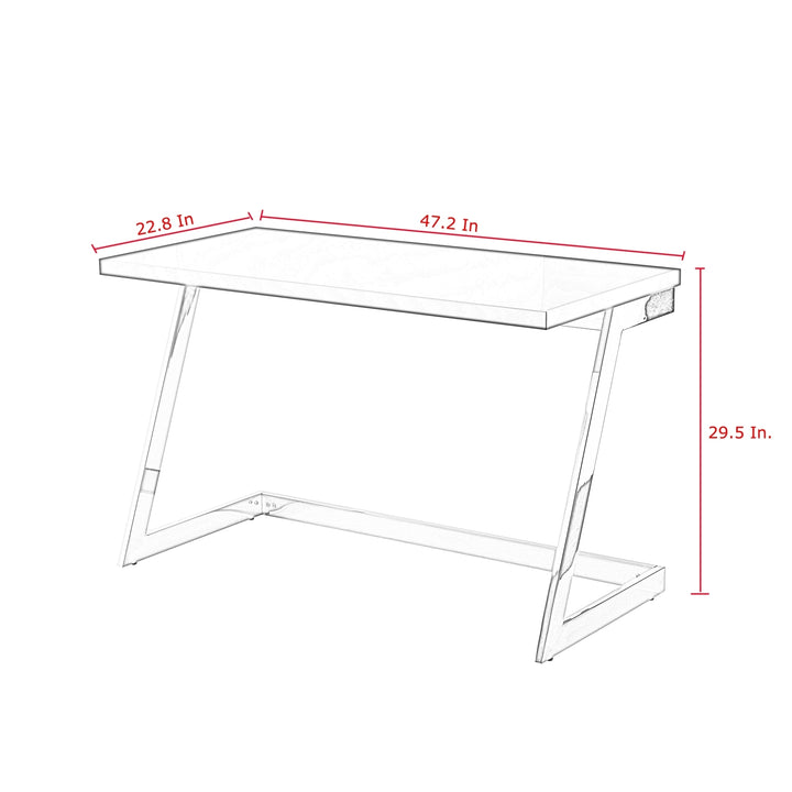 Kanoa High Writing Desk-Gloss Lacquer Finish-Polished Stainless Steel Base-Geometric Legs Image 9