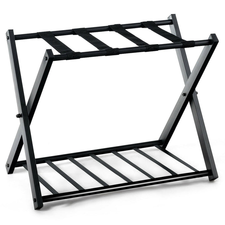 Set of 4 Folding Luggage Rack with Shelf Travel Suitcase Shoe Storage Holder Image 10