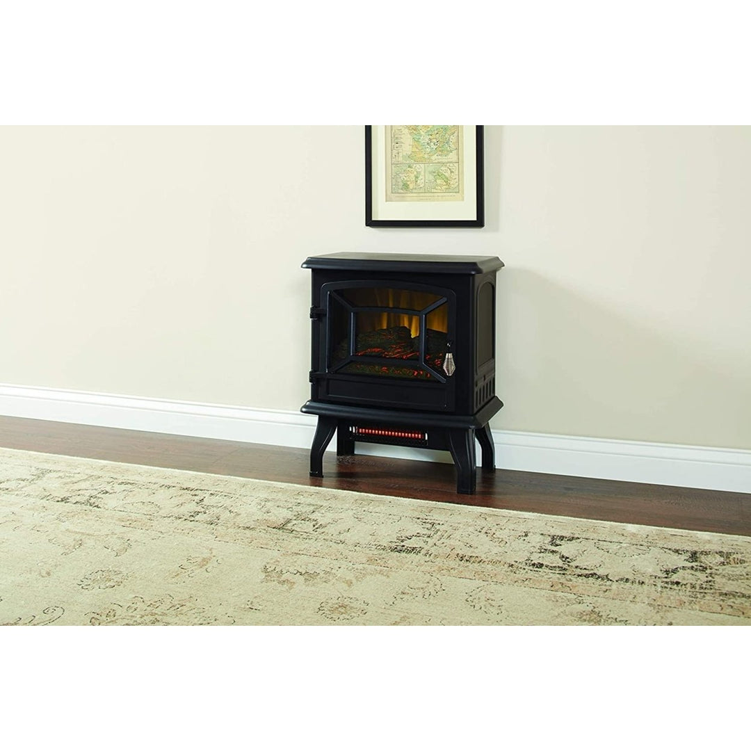 17" Infrared 2 Stage Heater Electric Stove, Black Image 1