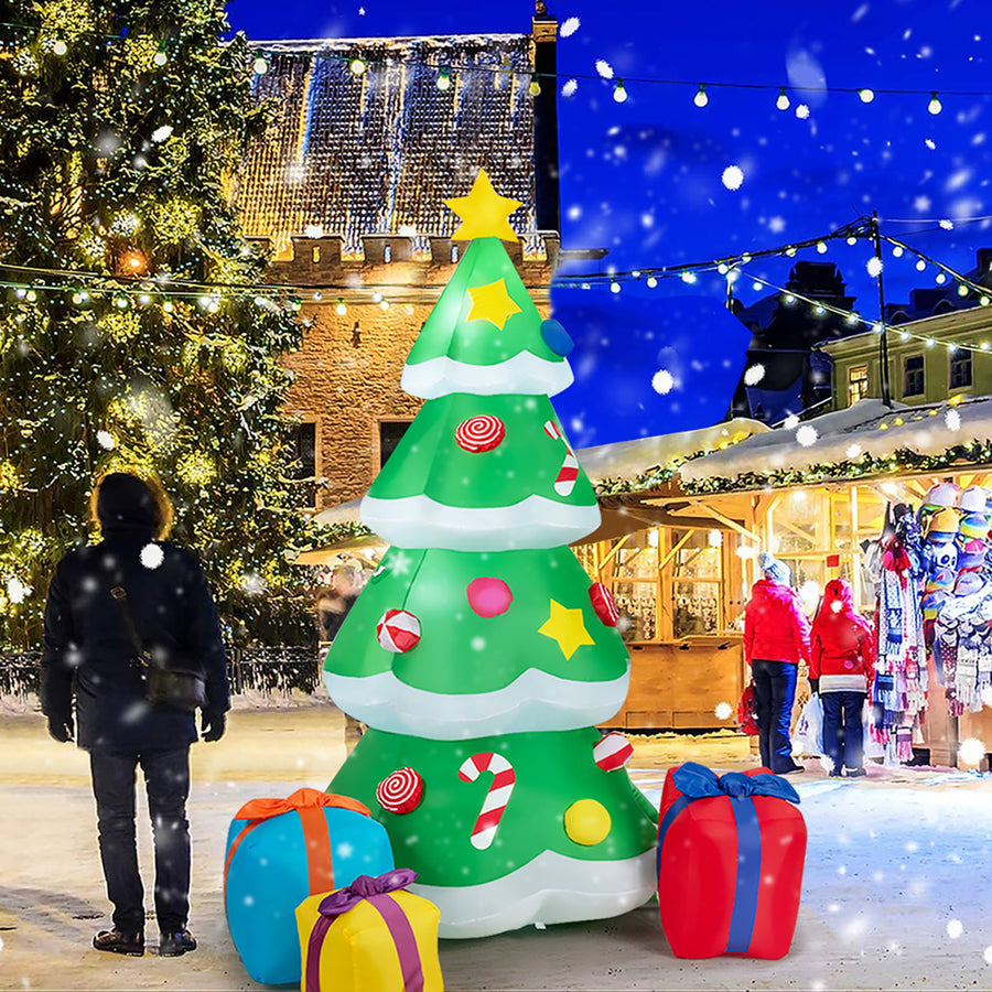 6 FT Inflatable Christmas Tree w/ Gift Boxes LED Bulbs Blow Up Yard Decoration Image 1