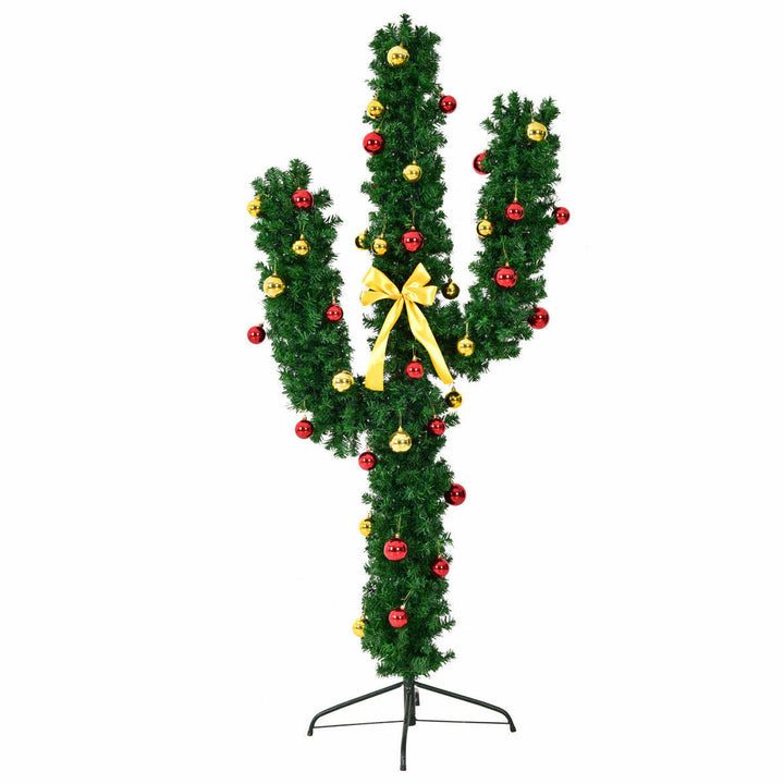 Pre-Lit Cactus Christmas Tree 7Ft LED Lights Ball Ornaments Image 8