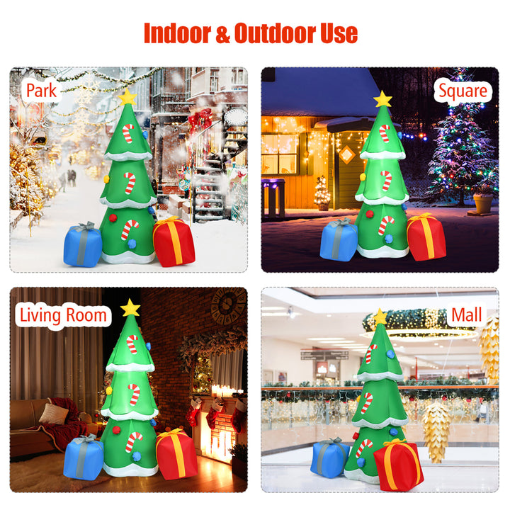 6FT Inflatable Christmas Tree w/ Gift Boxes Blow Up Lighted Outdoor Decoration Image 6