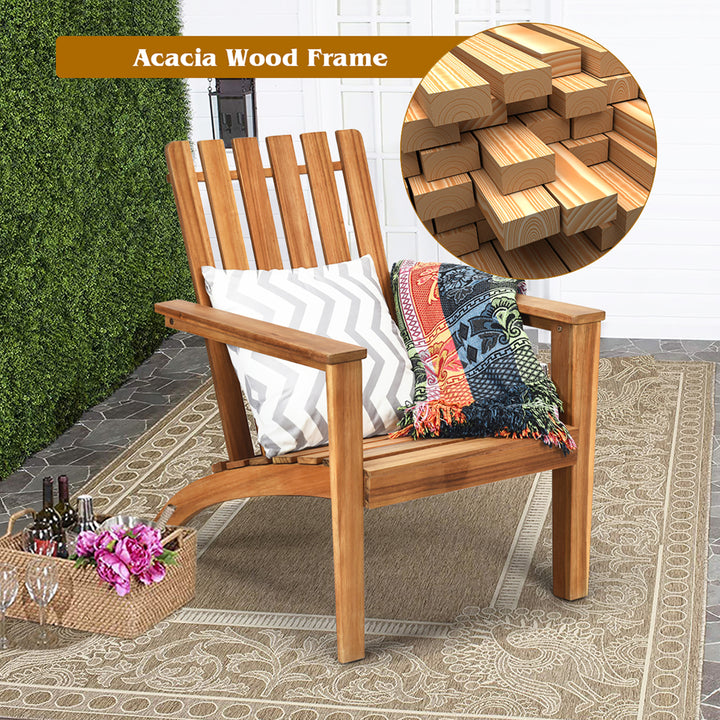 Patio Acacia Wood Adirondack Chair Lounge Armchair Durable Outdoor Garden Yard Image 6