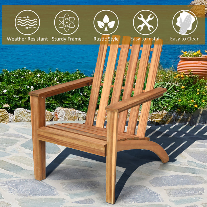 Patio Acacia Wood Adirondack Chair Lounge Armchair Durable Outdoor Garden Yard Image 7