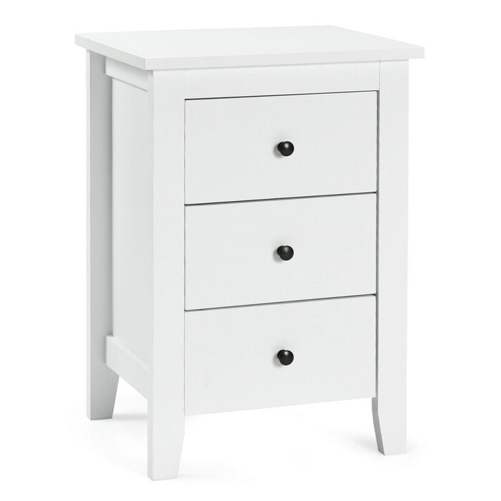 2PCS Nightstand End Beside Table Drawers Modern Storage Bedroom Furniture White Image 8