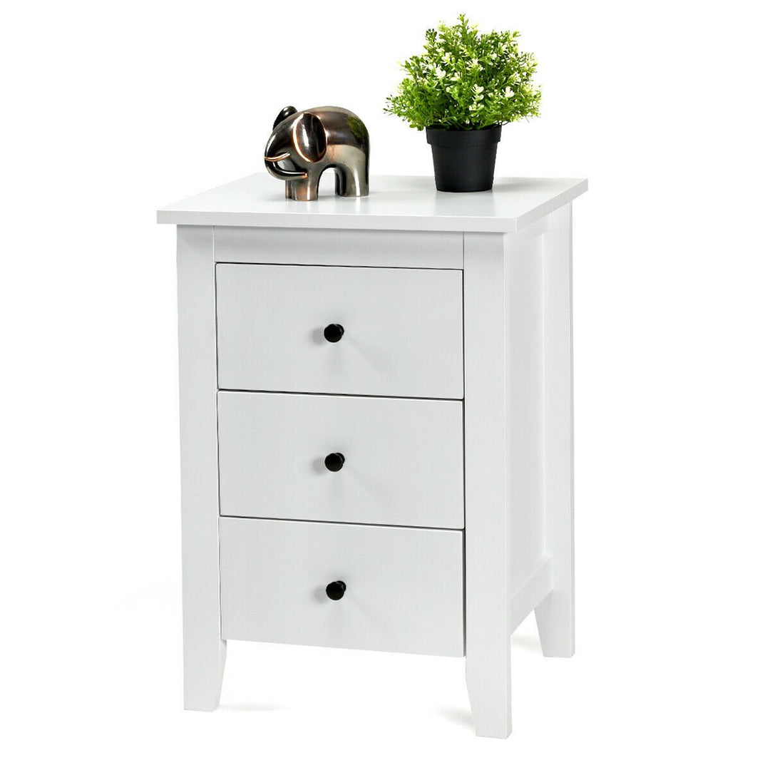 2PCS Nightstand End Beside Table Drawers Modern Storage Bedroom Furniture White Image 9