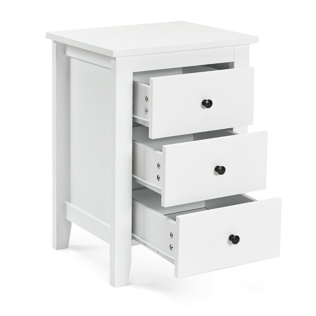 2PCS Nightstand End Beside Table Drawers Modern Storage Bedroom Furniture White Image 10