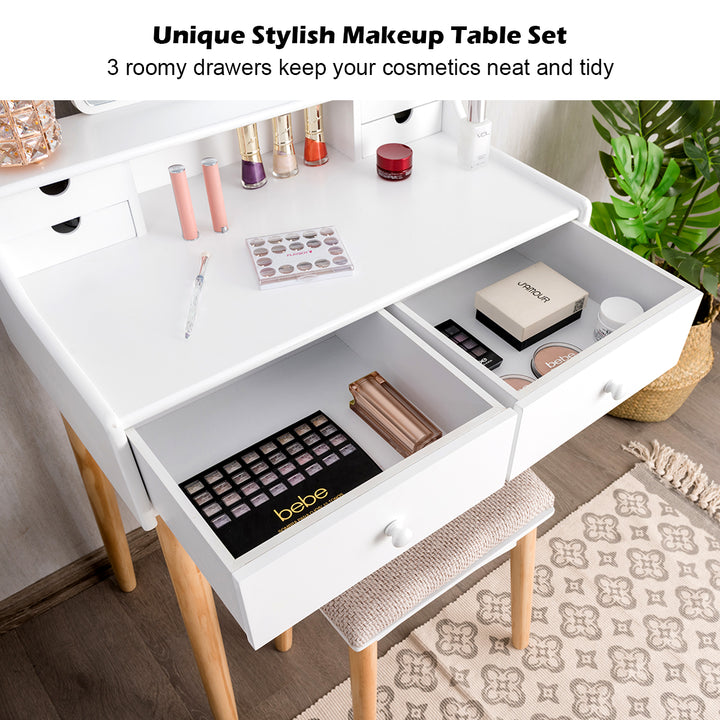 Vanity Table 6 Dressing Table Cushioned Stool Makeup Table Image 7