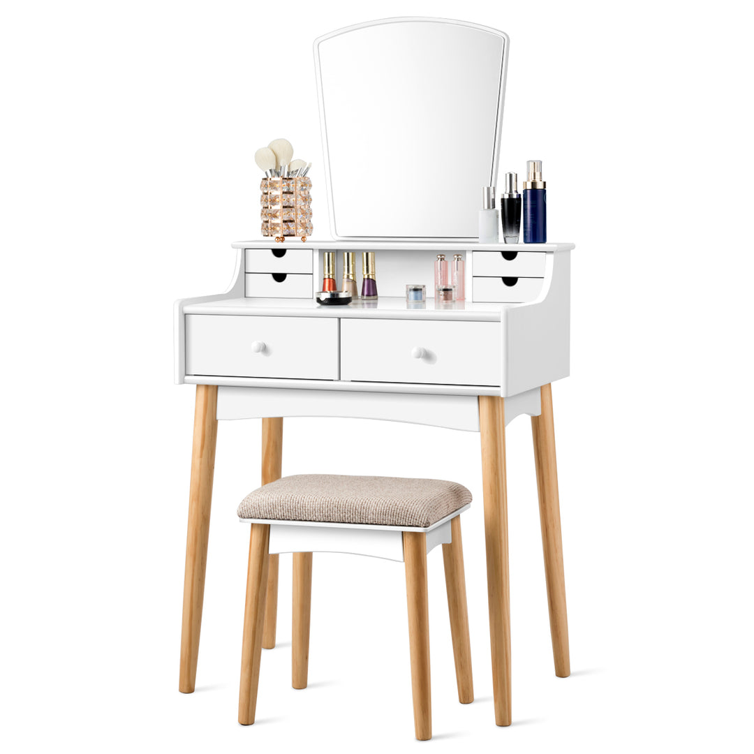 Vanity Table 6 Dressing Table Cushioned Stool Makeup Table Image 10