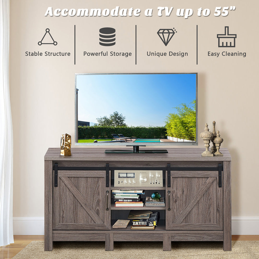 TV Stand Sliding Barn Door Entertainment Center for TVs up to 55 with Storage Image 7