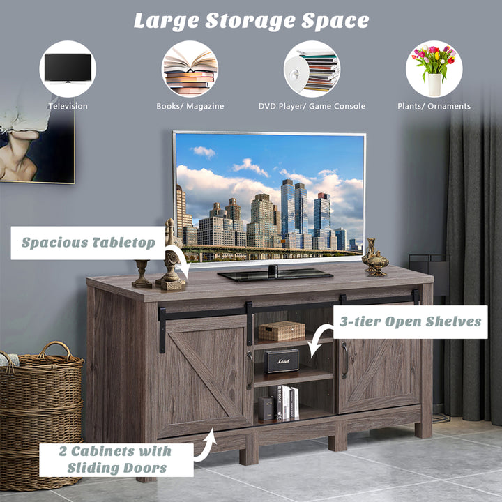 TV Stand Sliding Barn Door Entertainment Center for TVs up to 55 with Storage Image 8