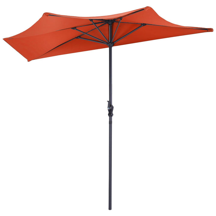 Costway 9Ft Half Round Umbrella Patio Bistro Wall Balcony Door Window Sun Shade Orange Image 2