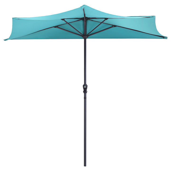 Costway 9Ft Half Round Umbrella Patio Bistro Wall Balcony Door Window Shade Turquoise Image 7