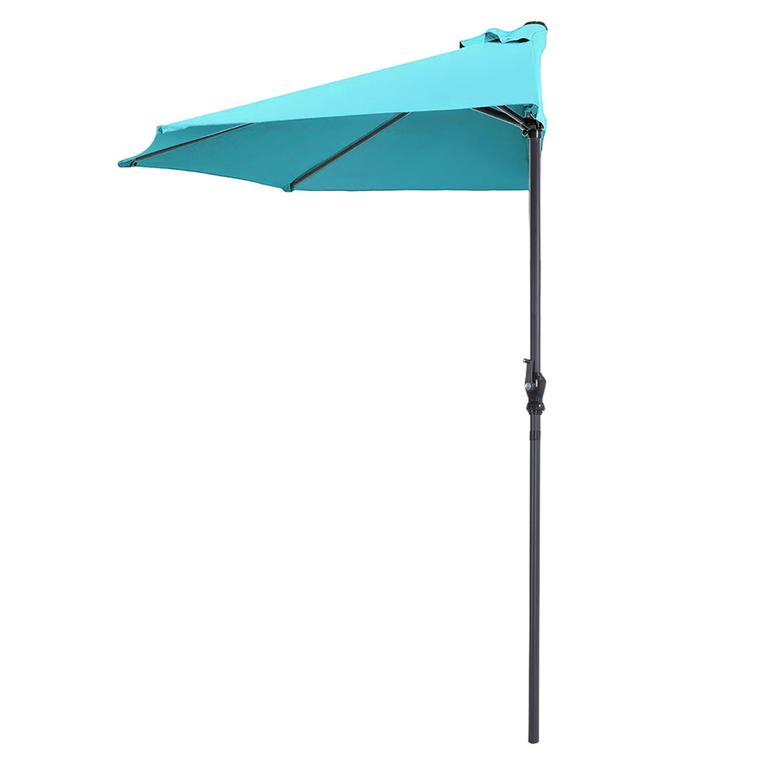 Costway 9Ft Half Round Umbrella Patio Bistro Wall Balcony Door Window Shade Turquoise Image 8