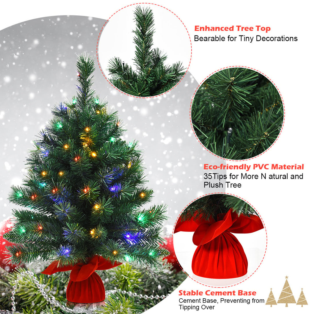 26Pre-Lit Tabletop Fir Christmas Tree 8 Flash Modes Image 8