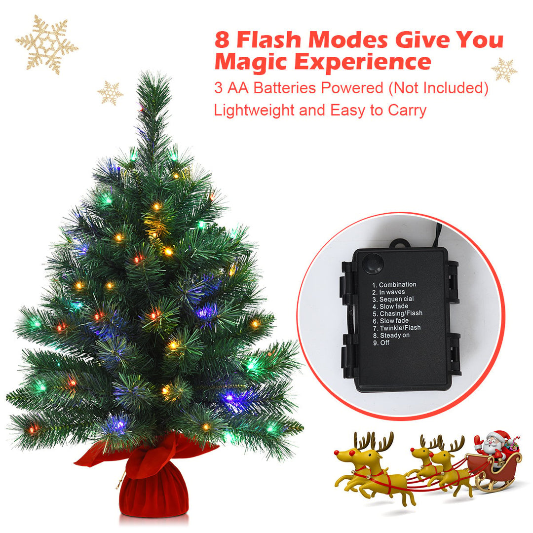 26Pre-Lit Tabletop Fir Christmas Tree 8 Flash Modes Image 10