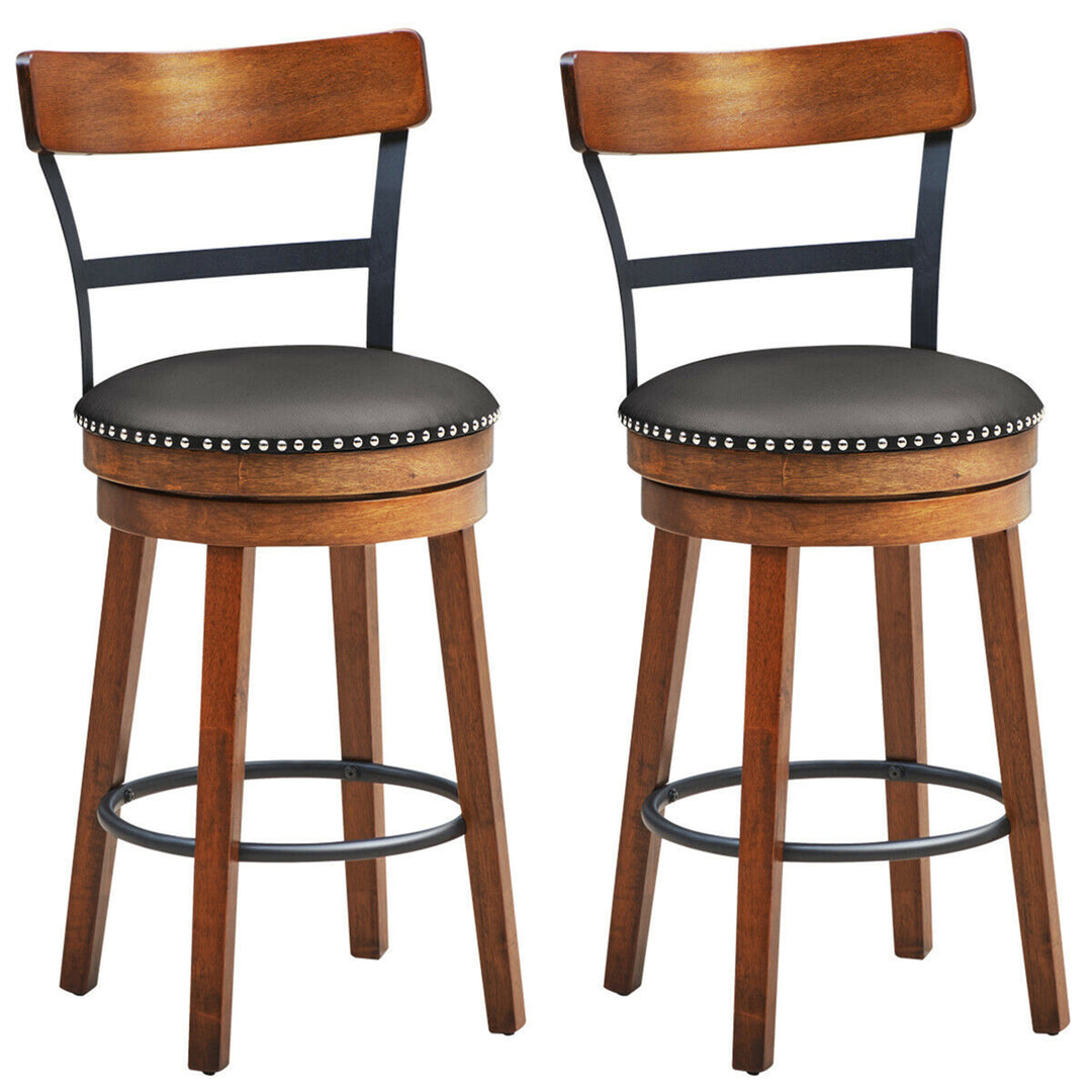 Set of 2 BarStool 25.5 Swivel Counter Height Dining Chair with Rubber Wood Legs Image 1