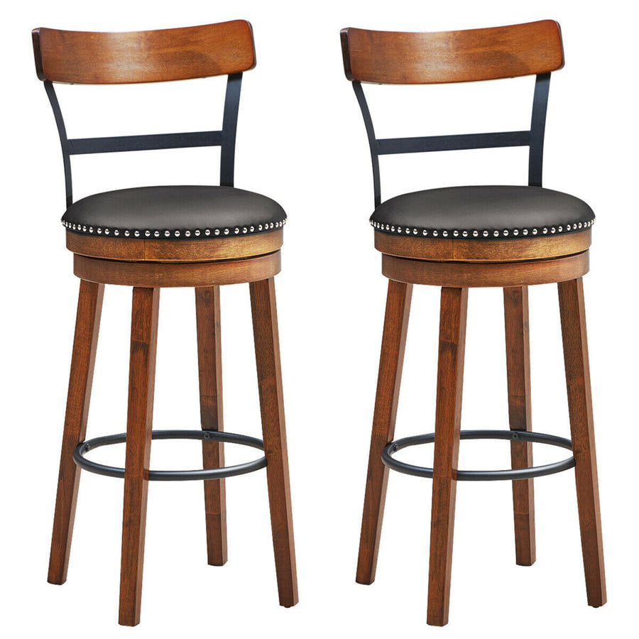 Set of 2 BarStool 30.5 Swivel Pub Height Dining Chair with Rubber Wood Legs Image 1