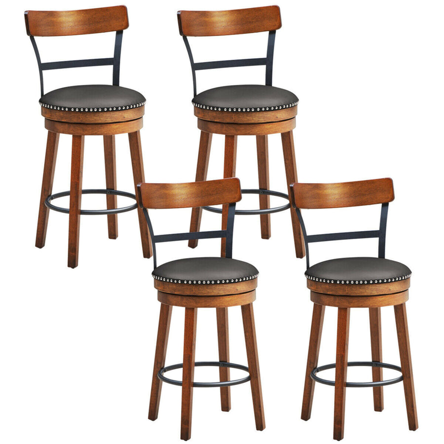 Set of 4 BarStool 25.5 Swivel Counter Height Dining Chair with Rubber Wood Legs Image 1