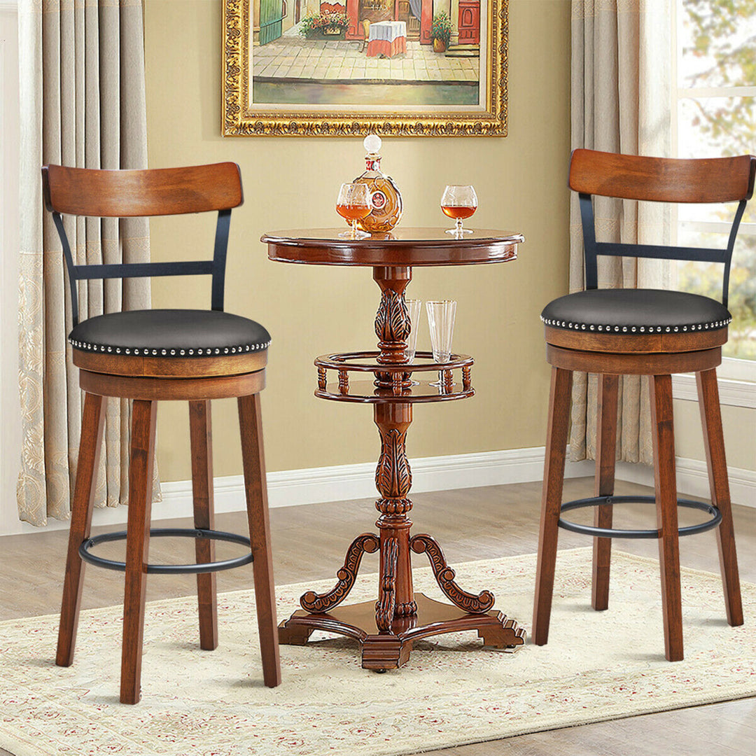 Set of 2 BarStool 30.5 Swivel Pub Height Dining Chair with Rubber Wood Legs Image 3