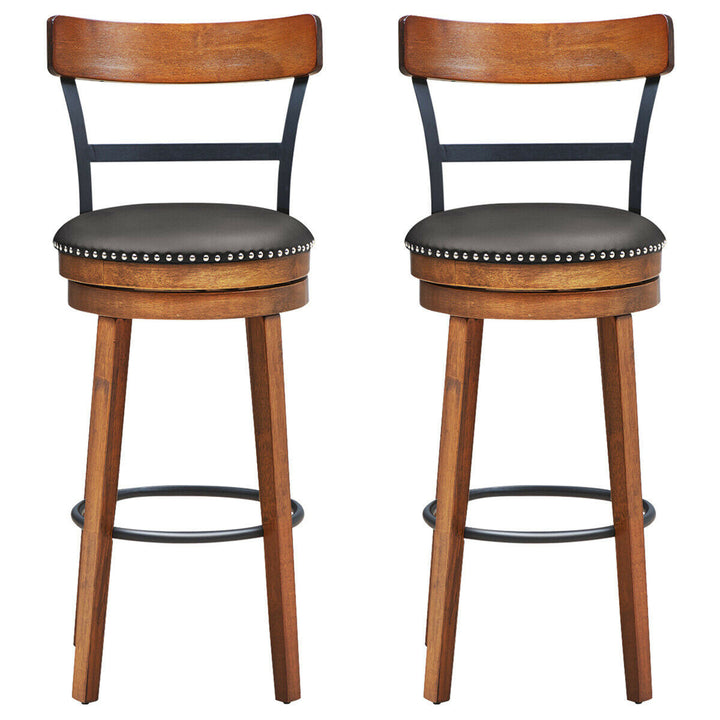 Set of 2 BarStool 30.5 Swivel Pub Height Dining Chair with Rubber Wood Legs Image 4