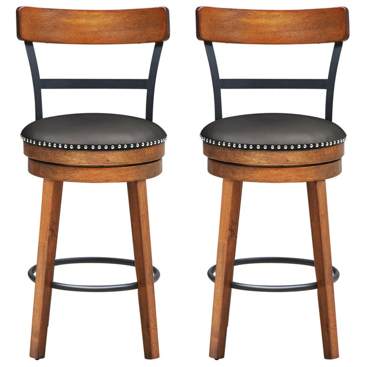 Set of 2 BarStool 25.5 Swivel Counter Height Dining Chair with Rubber Wood Legs Image 4