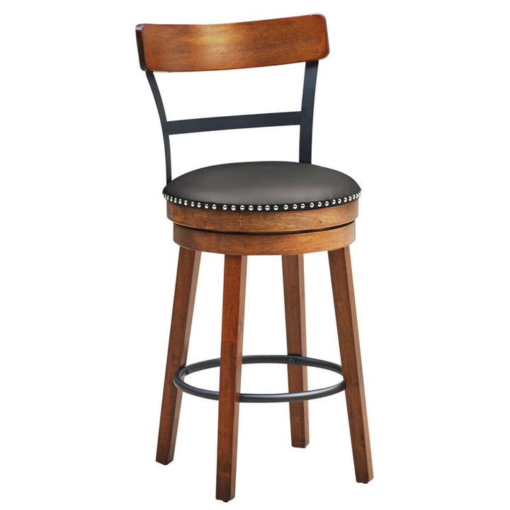 Set of 2 BarStool 25.5 Swivel Counter Height Dining Chair with Rubber Wood Legs Image 5