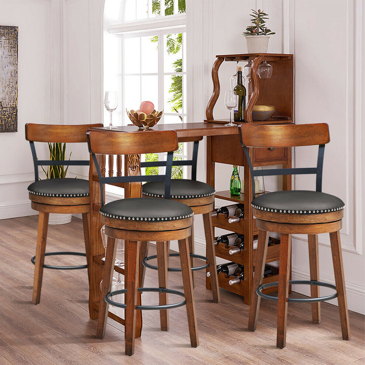 Set of 4 BarStool 25.5 Swivel Counter Height Dining Chair with Rubber Wood Legs Image 3