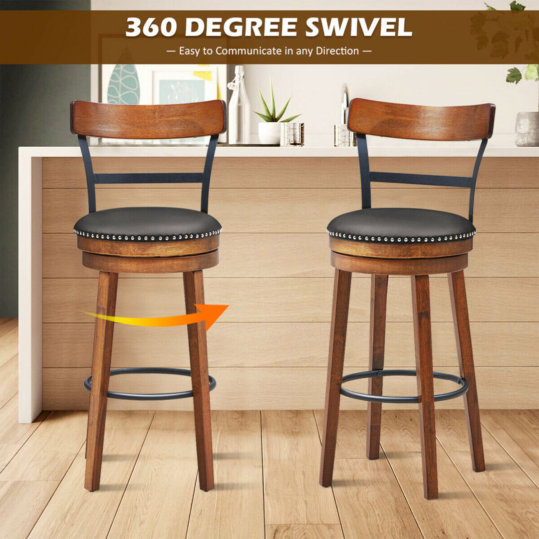 Set of 2 BarStool 30.5 Swivel Pub Height Dining Chair with Rubber Wood Legs Image 7