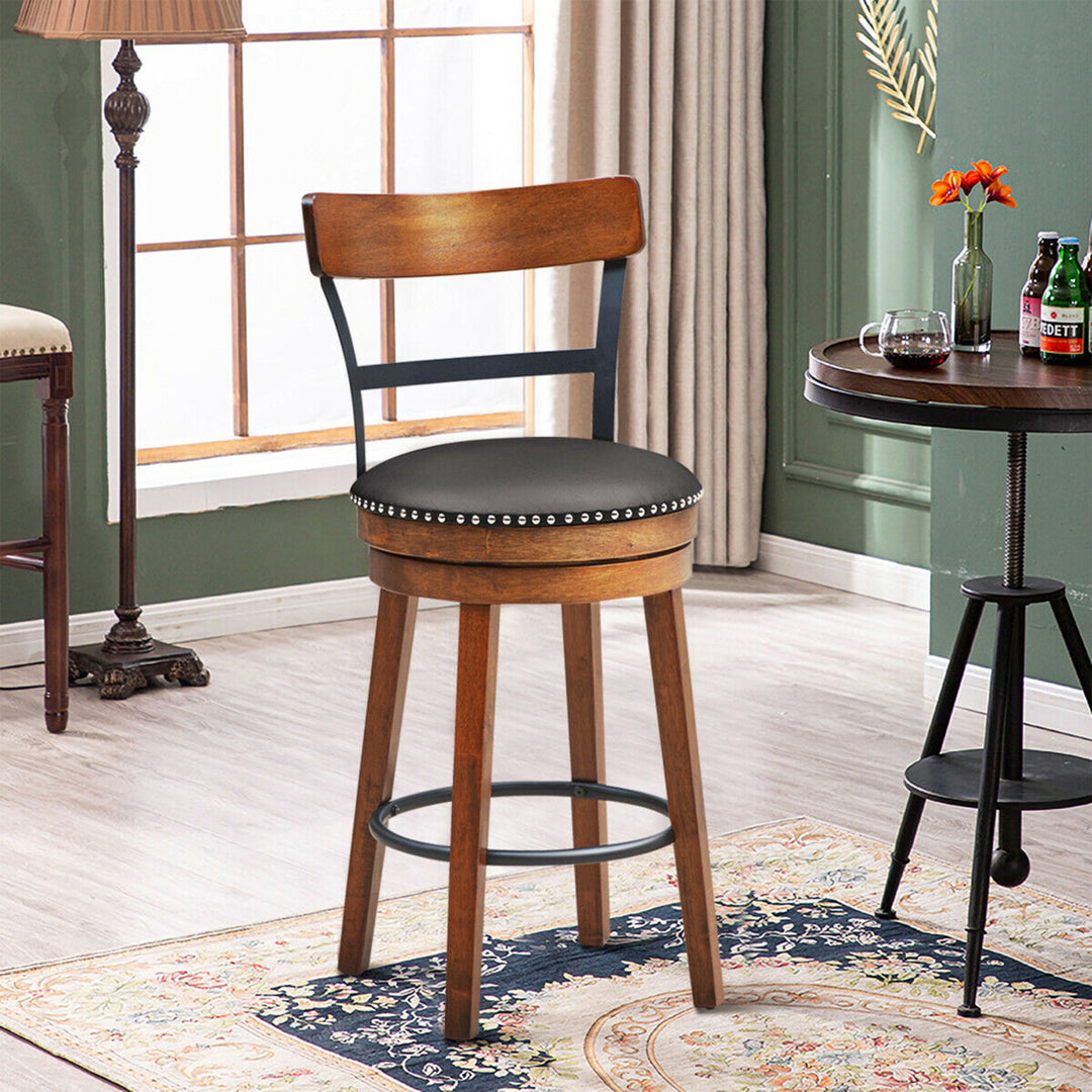 Set of 4 BarStool 25.5 Swivel Counter Height Dining Chair with Rubber Wood Legs Image 4