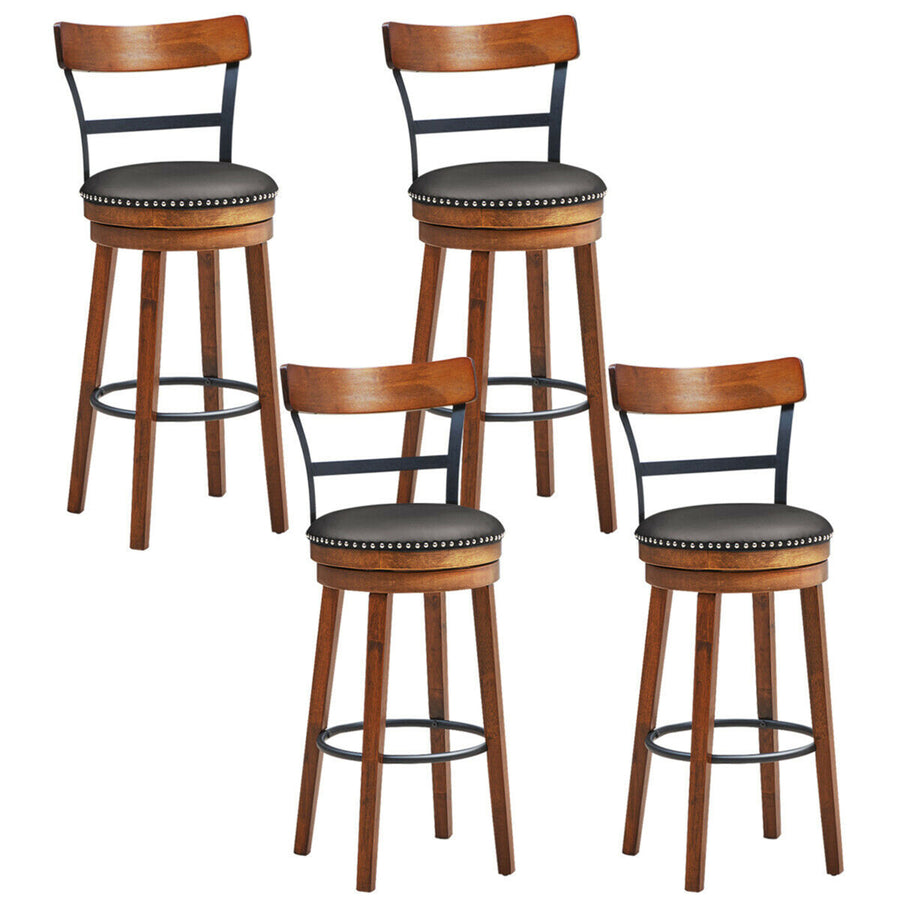 Set of 4 BarStool 30.5 Swivel Pub Height Dining Chair with Rubber Wood Legs Image 1