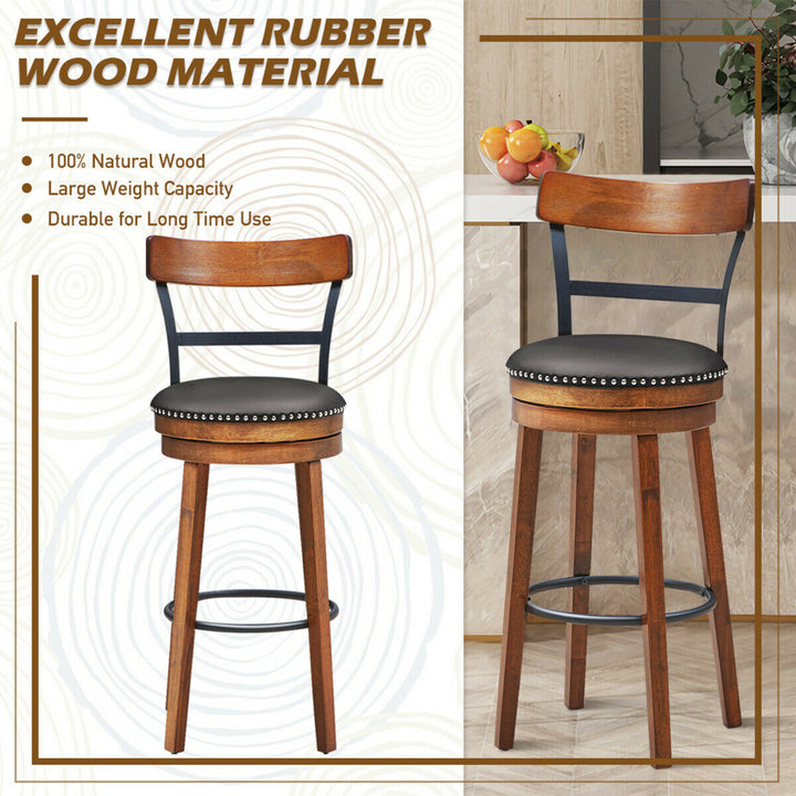 Set of 2 BarStool 30.5 Swivel Pub Height Dining Chair with Rubber Wood Legs Image 8