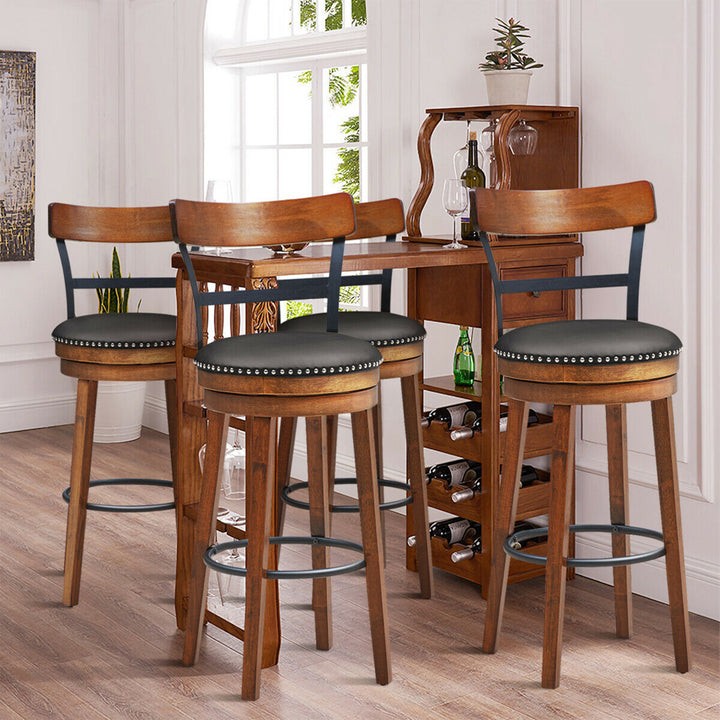 Set of 4 BarStool 30.5 Swivel Pub Height Dining Chair with Rubber Wood Legs Image 3